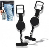 Anti-theft Phone Cord - Set of 2 - Retractable - With Belt Clip - Safety Cord for Smartphone - Black - 45-Degree Angle