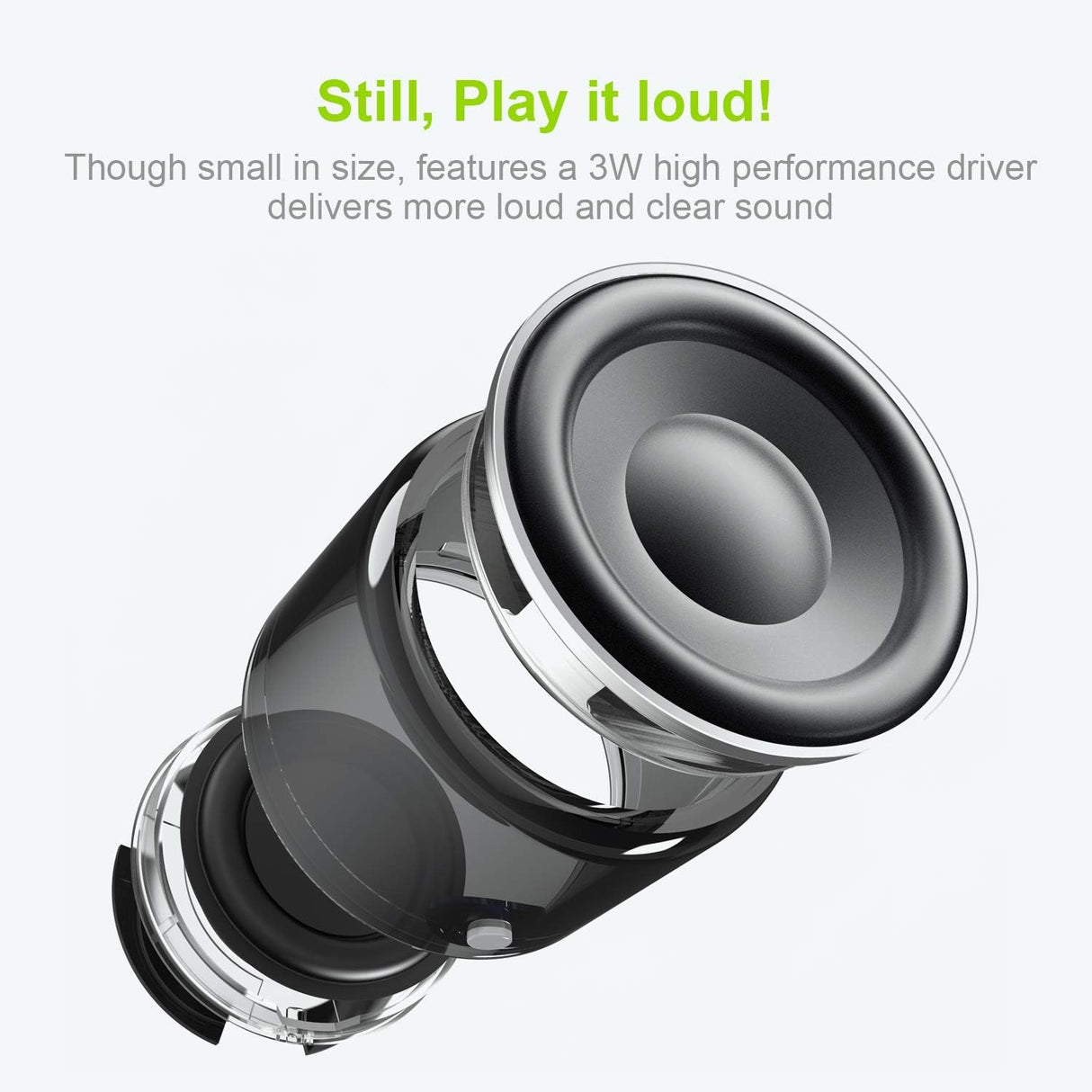 Mini Bluetooth Speaker (Silver) | Portable & Pocket-Sized | Powerful Bass with Passive Radiator | 12-Hour Battery Life | Ideal for Outdoors