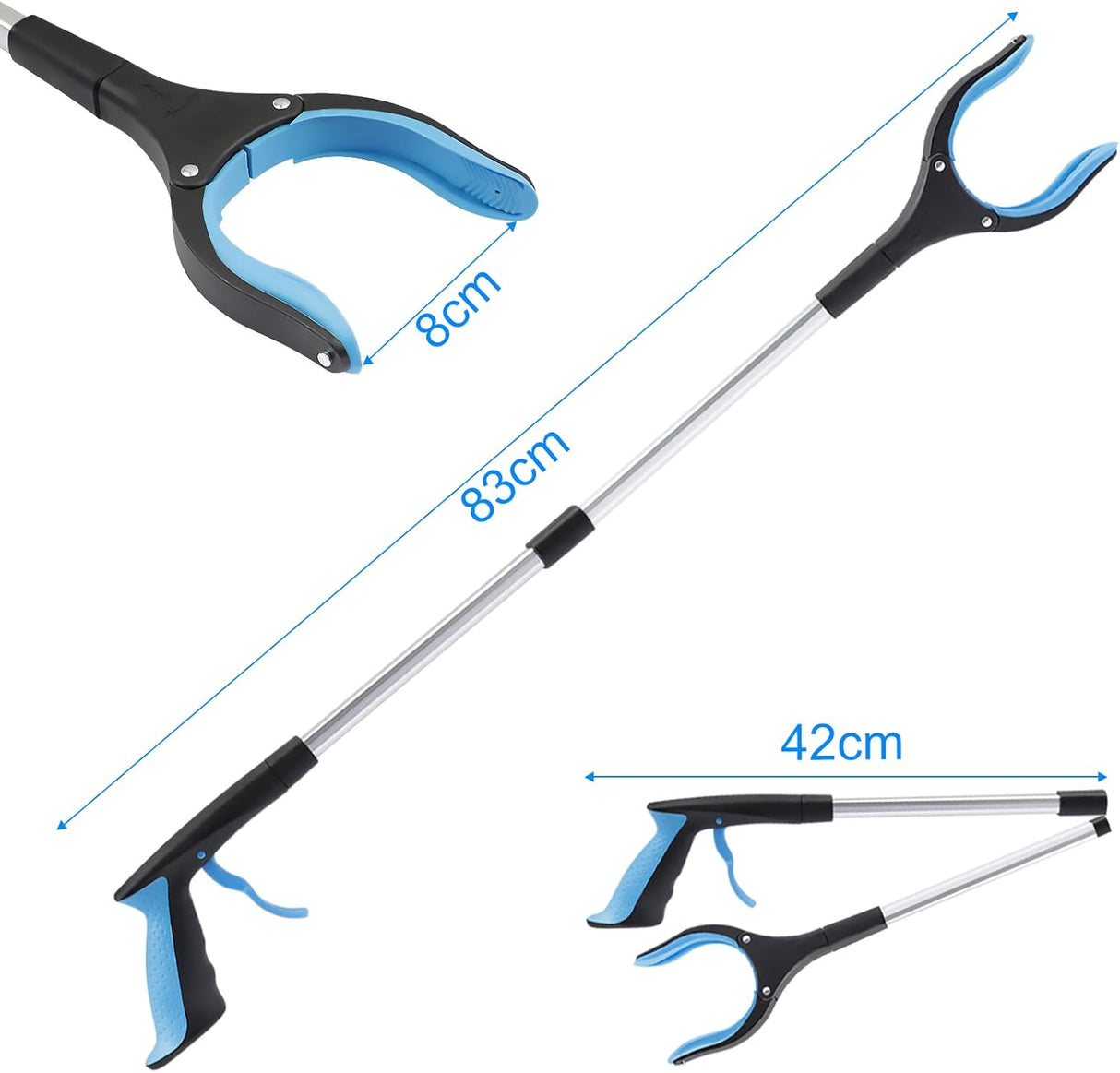 Grabber Set of 2 - 83 cm - Foldable Grabber - With Magnet & 360° Rotating Head - Litter Grabber