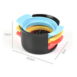 3-in-1 Egg Slicer with Egg Separator and Stainless Steel Cutting Wires, Compact Kitchen Tool for Eggs and Soft Fruit, Red, Yellow, Blue