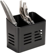 Set of 2 Cutlery Holders - Black & Silver - 430 Stainless Steel Cutlery Basket - Countertop Drainer - Modern & Rustproof - Top-Down View