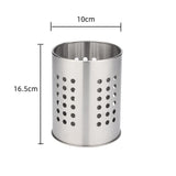 Round Stainless Steel Kitchen Utensil Holder, Perforated Countertop Caddy for Spatulas and Cutlery, Silver, 10 x 16.5 cm