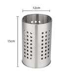 Large Stainless Steel Kitchen Utensil Holder, Perforated Countertop Caddy for Spatulas and Cutlery, Silver, 12 x 15 cm
