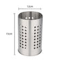 Large Stainless Steel Kitchen Utensil Holder, Perforated Countertop Caddy for Spatulas and Cutlery, Silver, 12 x 15 cm