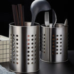 Large Stainless Steel Kitchen Utensil Holder, Perforated Countertop Caddy for Spatulas and Cutlery, Silver, 12 x 15 cm
