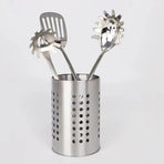 Large Stainless Steel Kitchen Utensil Holder, Perforated Countertop Caddy for Spatulas and Cutlery, Silver, 12 x 15 cm