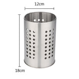 Extra Large Stainless Steel Kitchen Utensil Holder, Perforated Countertop Caddy for Spatulas and Cutlery, Silver, 12 x 18 cm