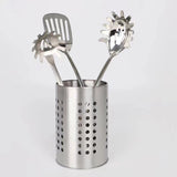 Extra Large Stainless Steel Kitchen Utensil Holder, Perforated Countertop Caddy for Spatulas and Cutlery, Silver, 12 x 18 cm