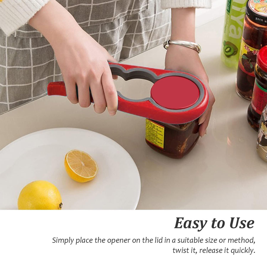 Multi-Function Jar and Bottle Opener, Non-Slip Kitchen Grip Tool for Twist Lids, Caps and Tabs, Green