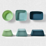 Silicone Muffin Mold Set - 24 Pieces - Reusable Cupcake Molds - Round, Square & Rectangular - Blue & Pink - 45-Degree Angle