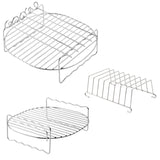 Airfryer Accessories Set 3-piece - Stainless Steel - Grill Rack with Skewers & Bread Rack - Universal - Silver