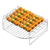 Round Stainless Steel Air Fryer Grill Rack, Raised Cooking Stand for Compatible Air Fryer Baskets and Ovens, Silver