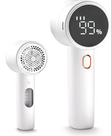 Electric Lint Remover - Rechargeable Lint Shaver - With LED Display - 3 Speeds - Sweater Depiller - White