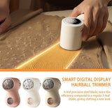 Electric Lint Remover - Rechargeable Lint Shaver - 3 Speeds & Digital Display - Includes 2 Original Blades - White - Side View
