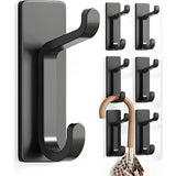6 Pack Self-Adhesive Towel Hooks, No-Drill Wall Hooks for Towels, Robes and Bags in Bathroom, Kitchen and Entryway, Black