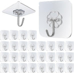 30 Pack Transparent Self-Adhesive Wall Hooks, No-Drill Towel and Utility Hooks for Bathroom, Kitchen and Bedroom