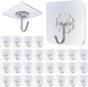 30 Pack Transparent Self-Adhesive Wall Hooks, No-Drill Towel and Utility Hooks for Bathroom, Kitchen and Bedroom