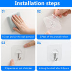 30 Pack Transparent Self-Adhesive Wall Hooks, No-Drill Towel and Utility Hooks for Bathroom, Kitchen and Bedroom