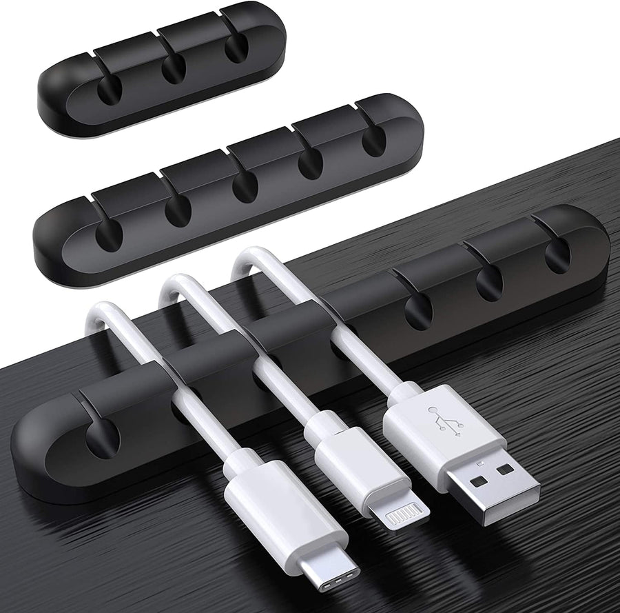 3 Pack Self-Adhesive Cable Clips, Desktop Cable Holders for USB Cords, Chargers and Earphones, Home Office and Bedside Use, Black