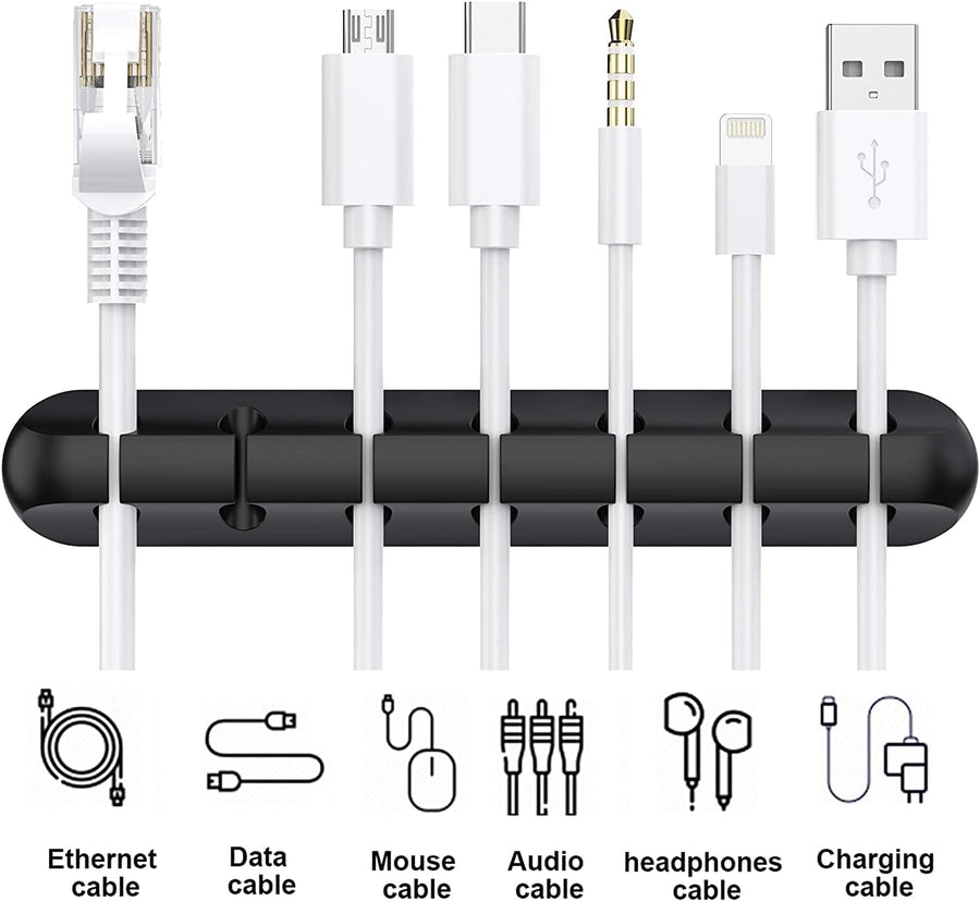 3 Pack Self-Adhesive Cable Clips, Desktop Cable Holders for USB Cords, Chargers and Earphones, Home Office and Bedside Use, Black