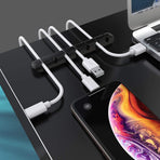3 Pack Self-Adhesive Cable Clips, Desktop Cable Holders for USB Cords, Chargers and Earphones, Home Office and Bedside Use, Black