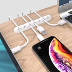 3 Pack Self-Adhesive Cable Clips, Desktop Cable Holders for USB Cords, Chargers and Earphones, Home Office and Bedside Use, White