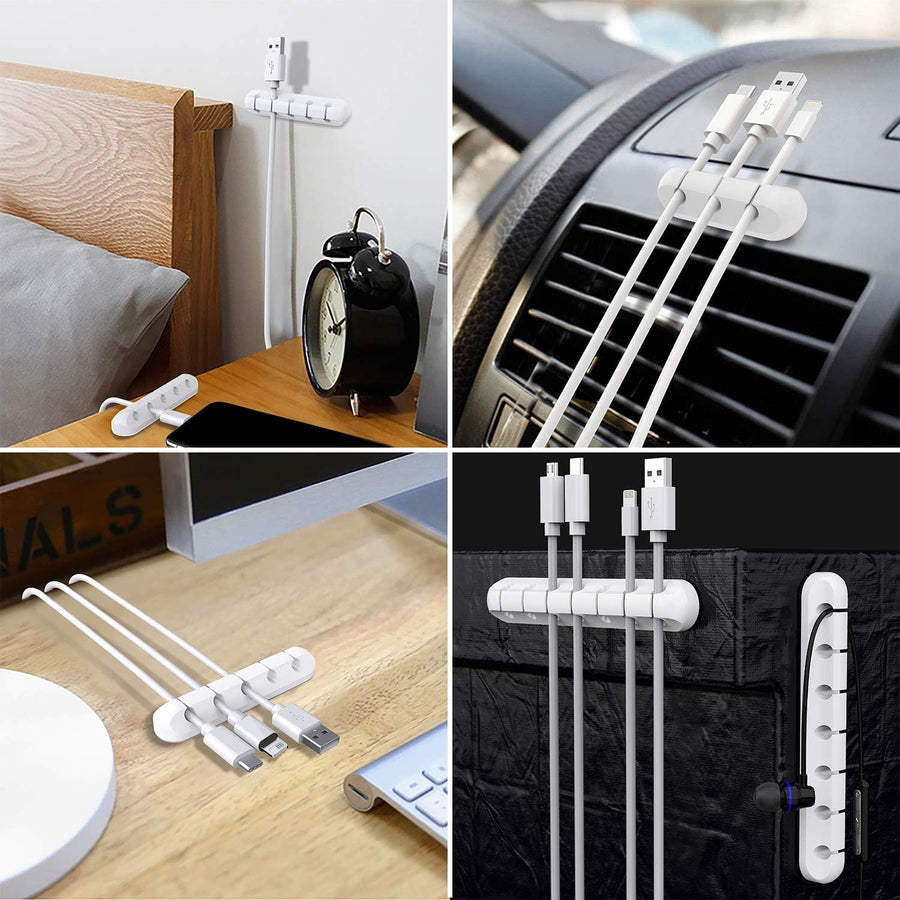 3 Pack Self-Adhesive Cable Clips, Desktop Cable Holders for USB Cords, Chargers and Earphones, Home Office and Bedside Use, White