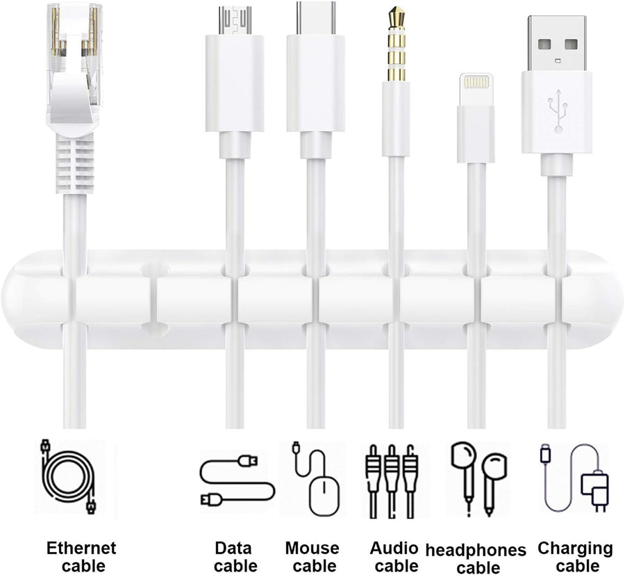 3 Pack Self-Adhesive Cable Clips, Desktop Cable Holders for USB Cords, Chargers and Earphones, Home Office and Bedside Use, White