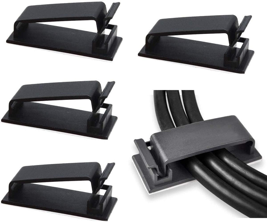 50 Pack Adjustable Self-Adhesive Cable Clips, Cable Management Clamps for Desks, TVs, Chargers and Power Cords, Black