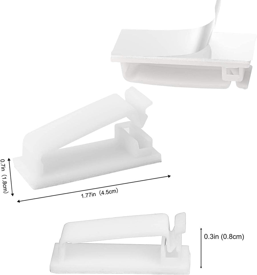 50 Pack Adjustable Self-Adhesive Cable Clips, Cable Management Clamps for Desks, TVs, Chargers and Power Cords, White