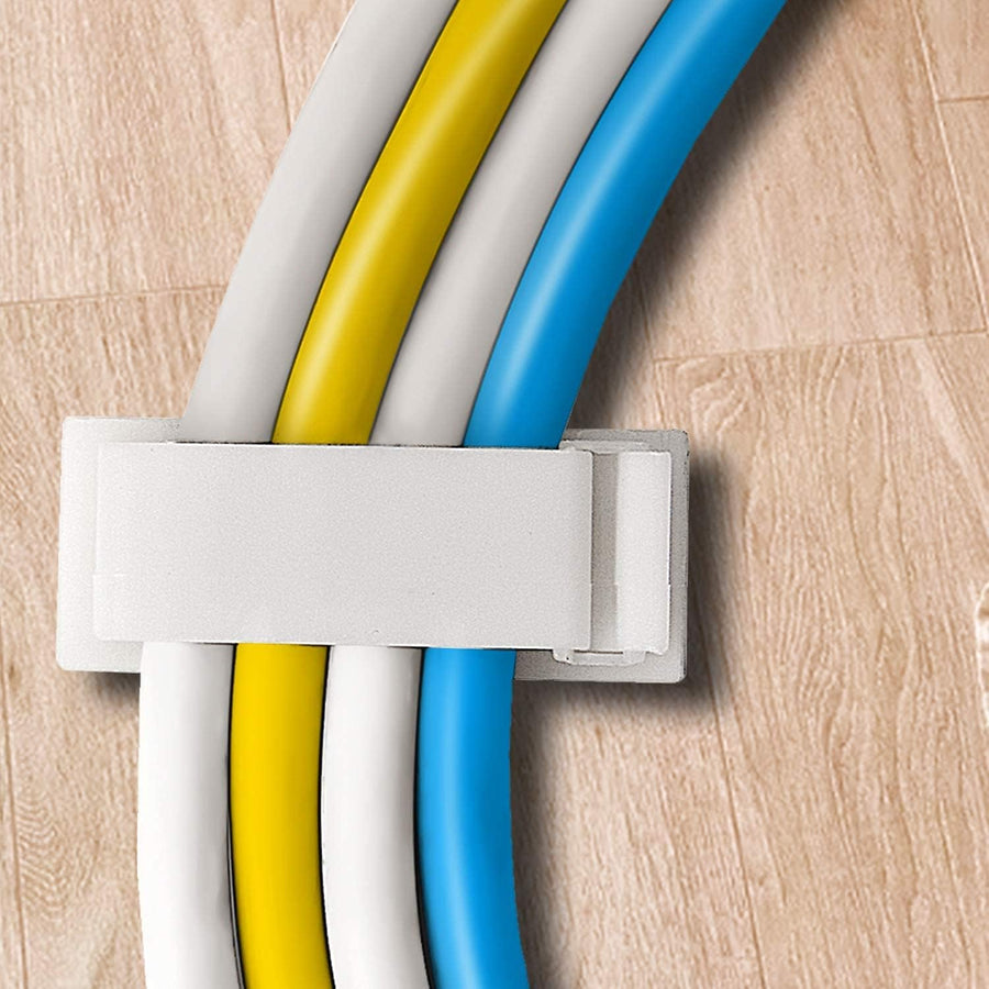 50 Pack Adjustable Self-Adhesive Cable Clips, Cable Management Clamps for Desks, TVs, Chargers and Power Cords, White
