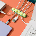 Self-Adhesive Pea Pod Cable Organiser, Flexible Silicone Cord Holder for USB Cables, Chargers and Earphones, Green