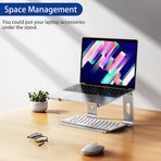 Ergonomic Aluminum Laptop Stand - Removable & Height Adjustable - Suitable for 10-14 inch Notebooks - Metal Silver