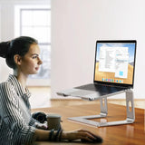 Ergonomic Aluminum Laptop Stand - Removable & Height Adjustable - Suitable for 10-14 inch Notebooks - Metal Silver