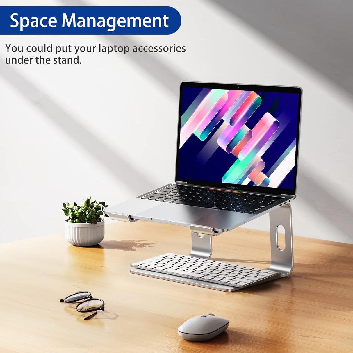 Ergonomic Aluminum Laptop Stand - Removable & Height Adjustable - Suitable for 10-14 inch Notebooks - Black