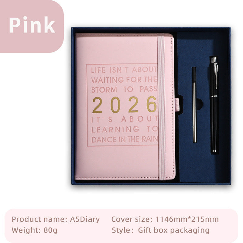 Agenda 2026 - Daily Agenda & Planner - A5 Format - 365 Day Overview - Hardcover - [Pink]