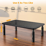 Metal Monitor Riser - Screen Stand - Adjustable in 3 Heights - Black - Side View