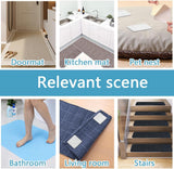 Rug Stoppers Square - Set of 8 - 10 x 10 cm - Anti-Slip Pads for Carpet - Washable & Reusable - Black - Top-Down View