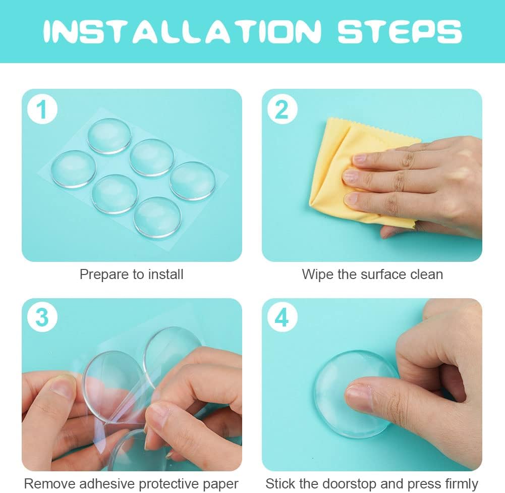 6 Pack Self-Adhesive Door Handle Bumpers, Clear Wall Protectors for Door Knobs, Cabinets and Handles at Home, 4 cm