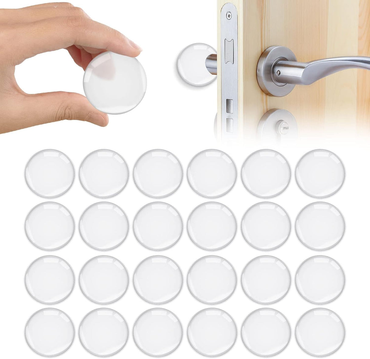 Door Stopper Wall Transparent - Set of 24 - Ø 4 cm - Self-adhesive Door Buffers - Wall Protection against Door Handles