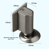 Magnetic Door Stopper Floor Gray - No Drilling - Self-adhesive - Metal - Including Raising Disc