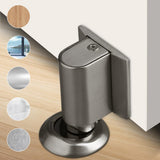 Magnetic Door Stopper Floor Gray - No Drilling - Self-adhesive - Metal - Including Raising Disc - Top-Down View