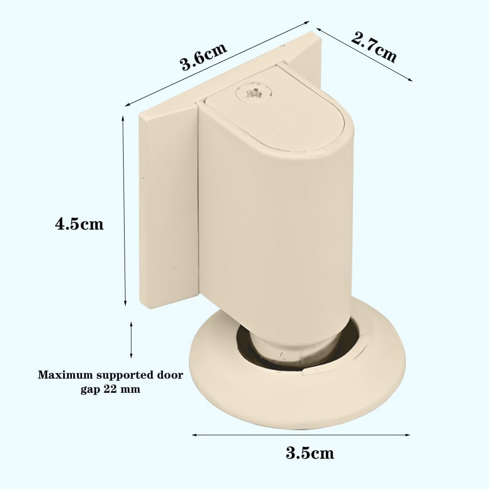 Magnetic Door Stopper Floor White - No Drilling - Self-adhesive - Metal - Including Raising Disc