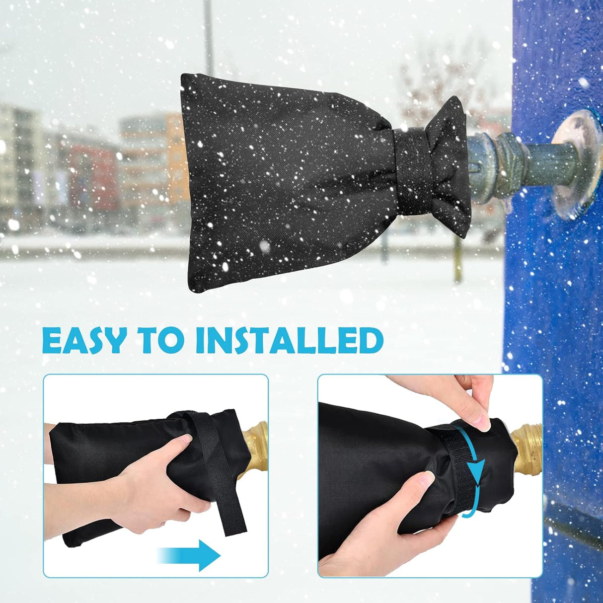 4 Pack Outdoor Tap Covers, Waterproof Thermal Frost Protectors for Garden Taps, Outdoor Faucets and Winter Weather, Black