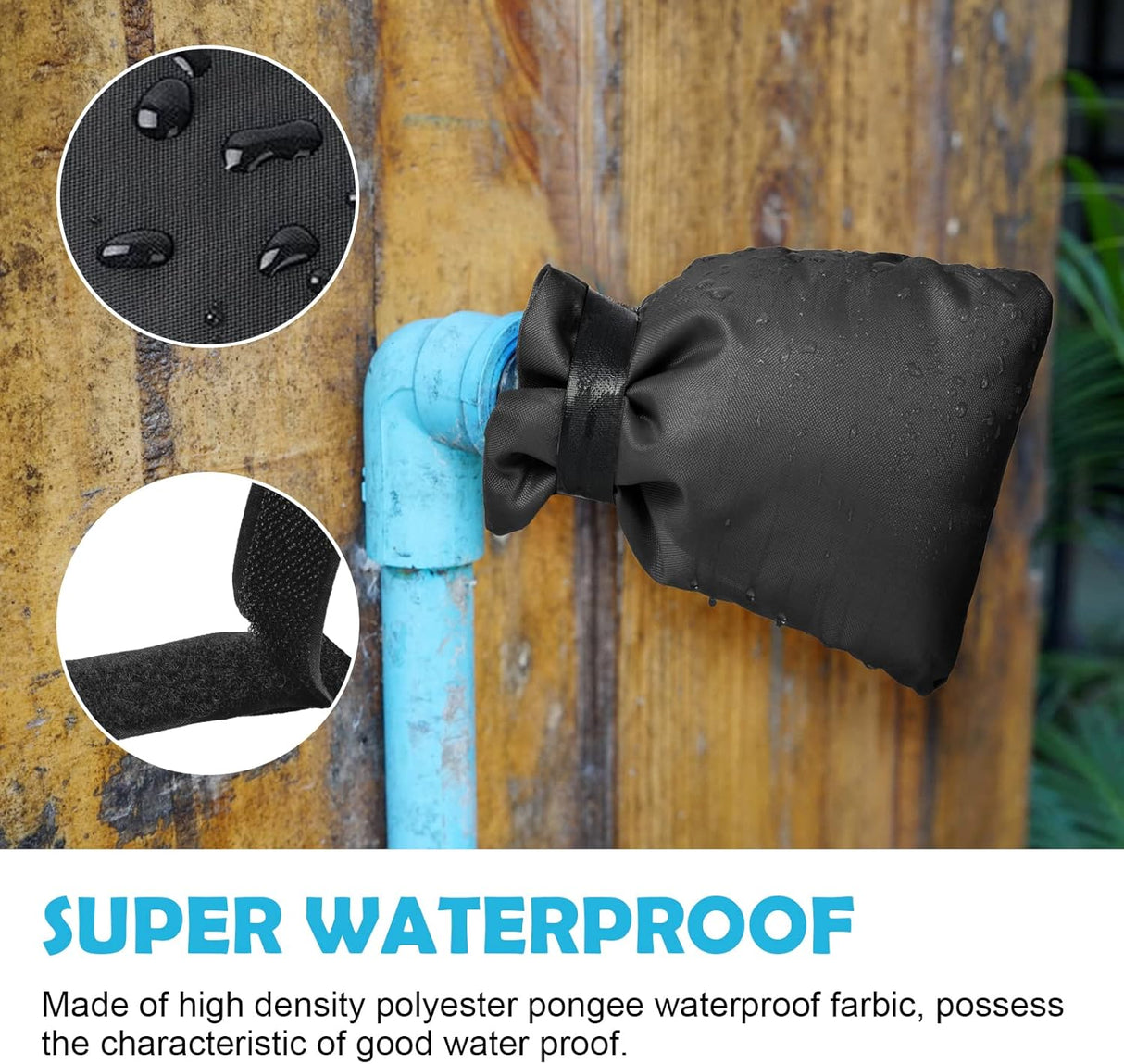 4 Pack Outdoor Tap Covers, Waterproof Thermal Frost Protectors for Garden Taps, Outdoor Faucets and Winter Weather, Black