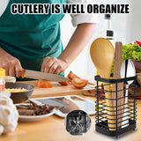 Kitchen utensil storage, cutlery basket stainless steel kitchen utensil holder stainless steel for worktop kitchen utensil holder cutlery holder worktop cutlery basket for kitchen utensils - Top-Down View