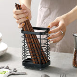 Stainless Steel Kitchen Utensil Holder - Countertop Cutlery Basket - Stainless Steel - Round Pot for Spatulas and Cutlery - Silver - Front View