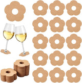 300 Pieces Wine Glass Markers Paper - Blank Flower Place Cards - DIY Wine Hangers for Weddings & Parties - Brown