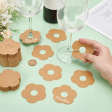 300 Pieces Wine Glass Markers Paper - Blank Flower Place Cards - DIY Wine Hangers for Weddings & Parties - Brown - Front View