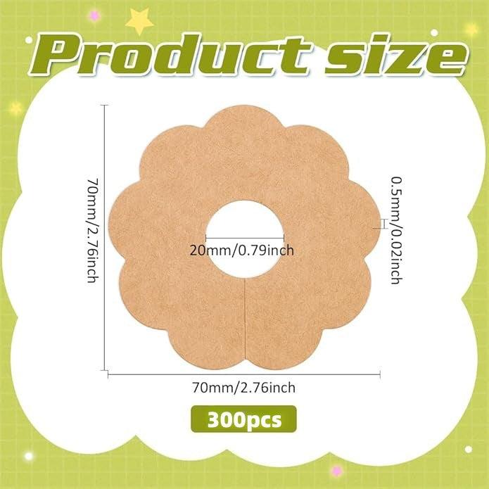 300 Pieces Wine Glass Markers Paper - Blank Flower Place Cards - DIY Wine Hangers for Weddings & Parties - Brown